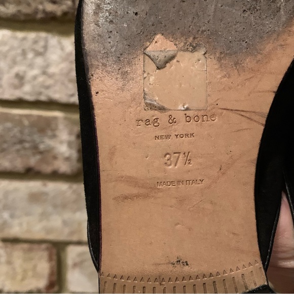 rag & bone | Savoy Black Suede Leather Loafer Mules - Picture 9 of 13